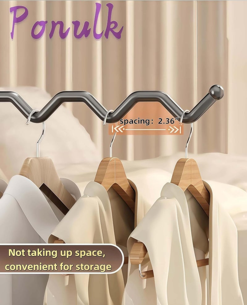 Ponulk 2 Pack Folding Mounted Clothes Rack, Stainless Steel Clothes Hooks Holder Space Saving Hanging System,Closet Storage Organizer for Bathrooms Laundry Room Heavy Duty Drying Rack（Black） - Image 3